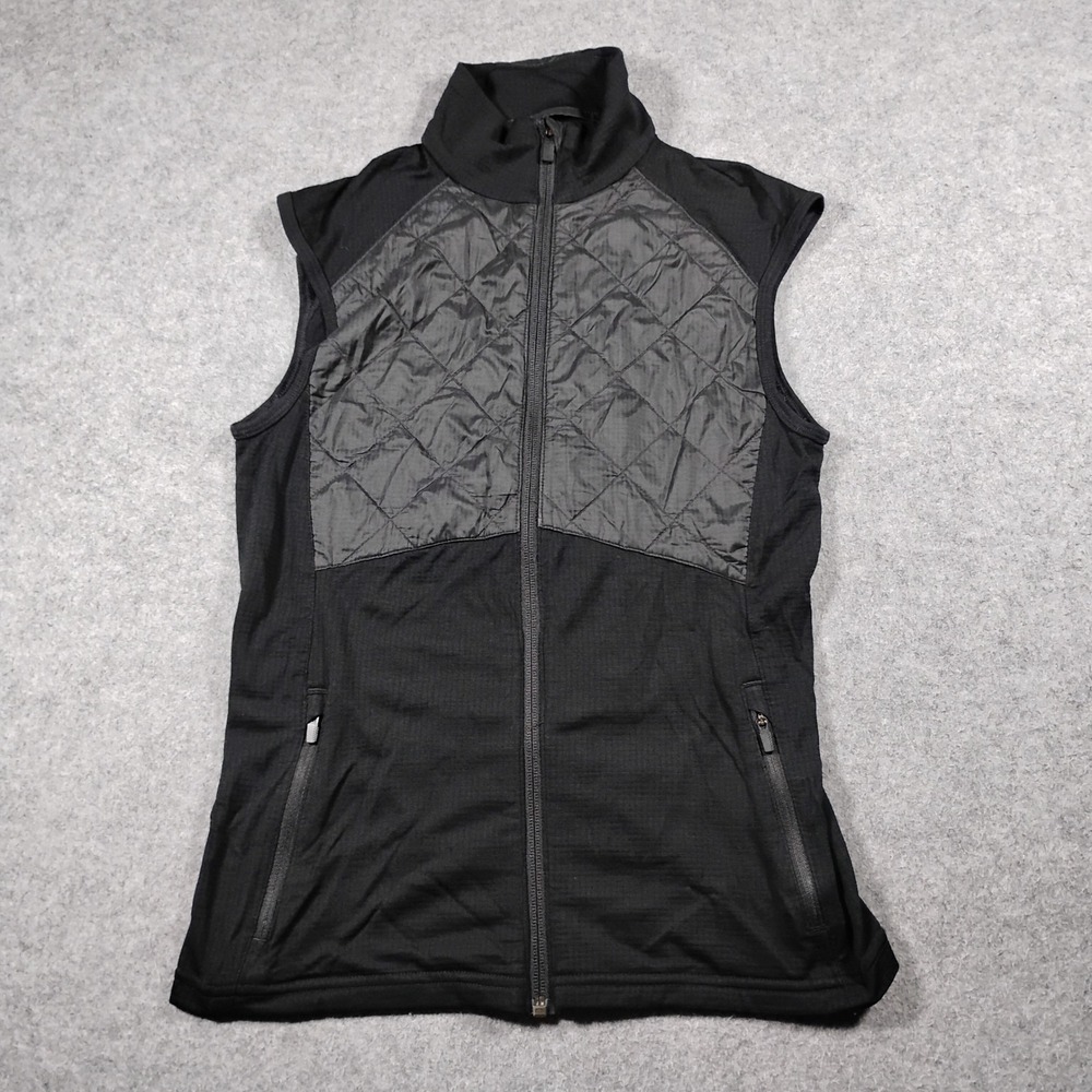 Icebreaker Women's Black Ellipse Quilted MerinoLOFT Full Zip Vest Size S GT